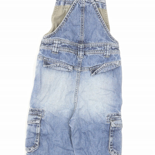 Mini Boden Boys Blue Cotton Dungaree One-Piece Size 12-18 Months Button
