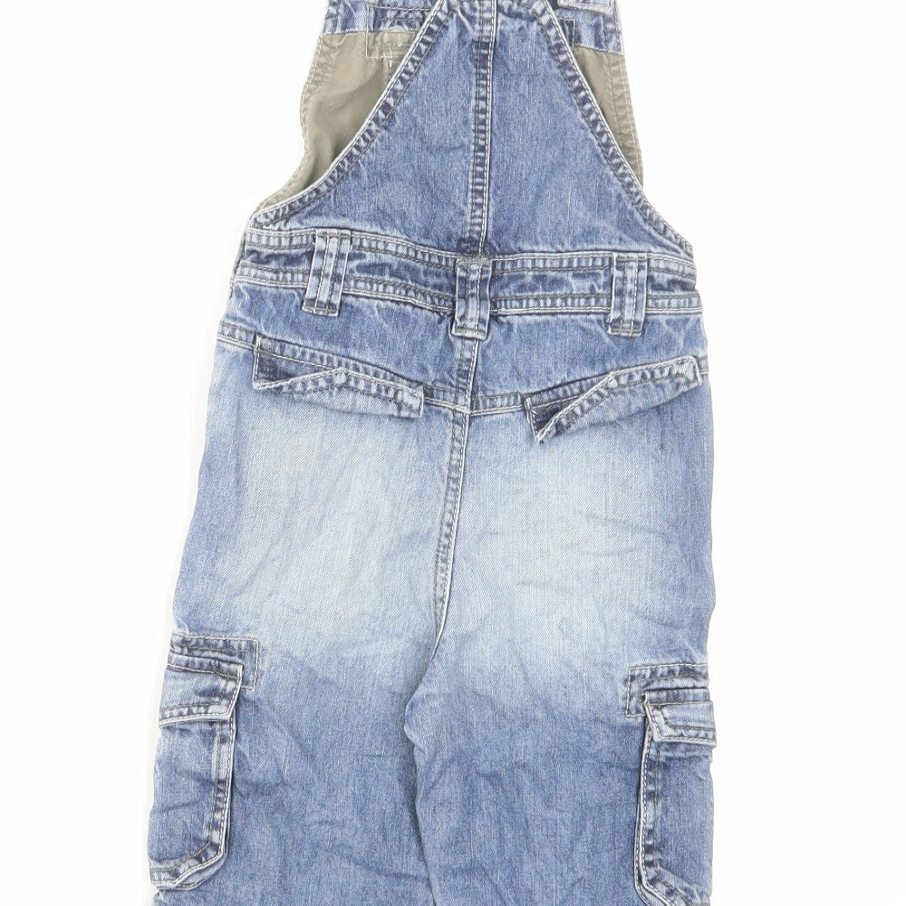 Mini Boden Boys Blue Cotton Dungaree One-Piece Size 12-18 Months Button