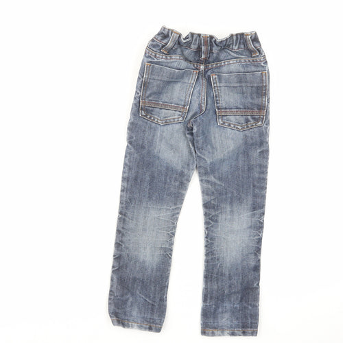 NEXT Boys Blue Cotton Skinny Jeans Size 5-6 Years Regular Zip - Distressed