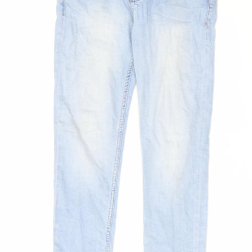 Topman Mens Blue Cotton Skinny Jeans Size 32 in L30 in Regular Button