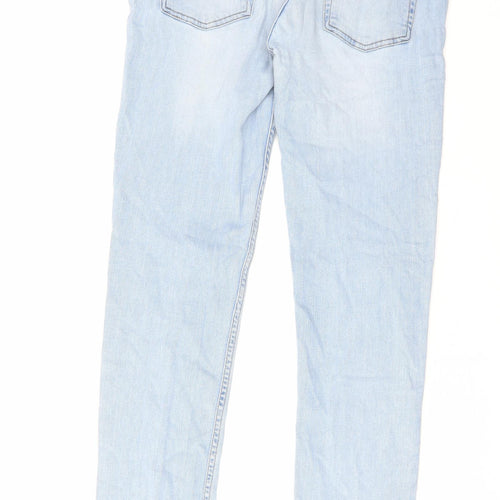 Topman Mens Blue Cotton Skinny Jeans Size 32 in L30 in Regular Button