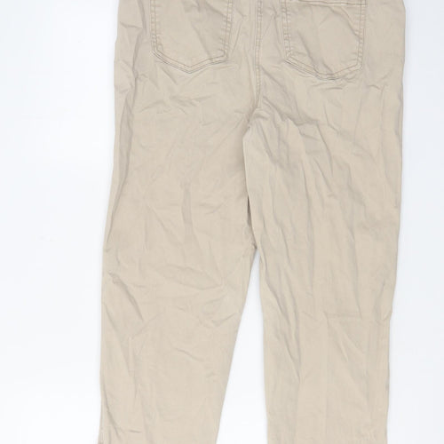 Matalan Womens Beige Cotton Cropped Jeans Size 14 L23 in Regular Zip