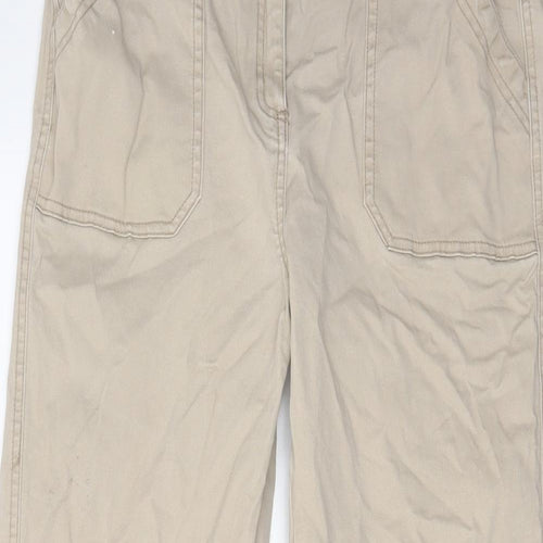 Matalan Womens Beige Cotton Cropped Jeans Size 14 L23 in Regular Zip