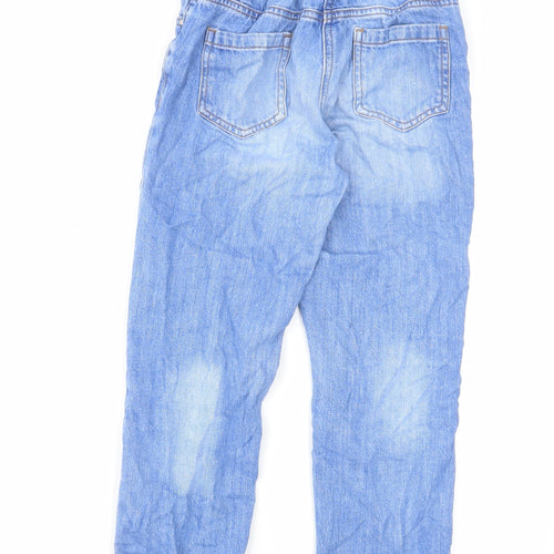 NEXT Girls Blue Cotton Skinny Jeans Size 10 Years Regular Zip - Distressed