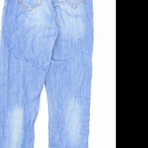 NEXT Girls Blue Cotton Skinny Jeans Size 10 Years Regular Zip - Distressed
