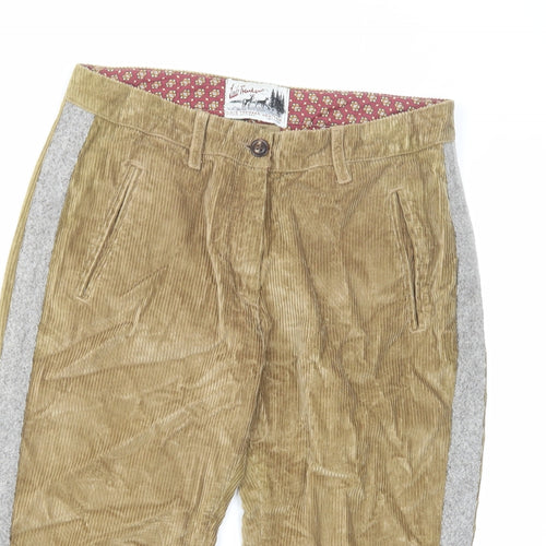 Luis Trenker Mens Brown Cotton Trousers Size 32 in Regular Zip