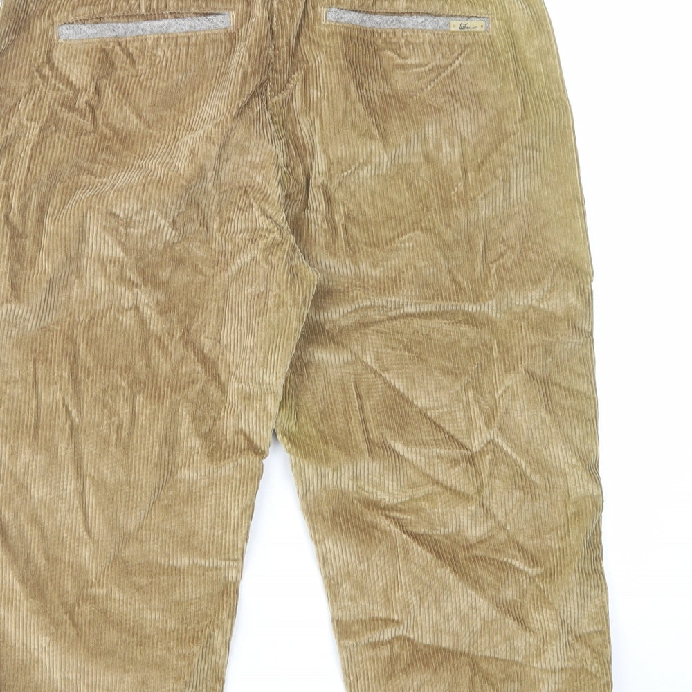 Luis Trenker Mens Brown Cotton Trousers Size 32 in Regular Zip