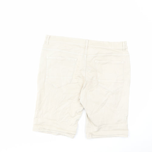 Denim & Co. Mens Beige Cotton Chino Shorts Size 34 in L12 in Regular Button