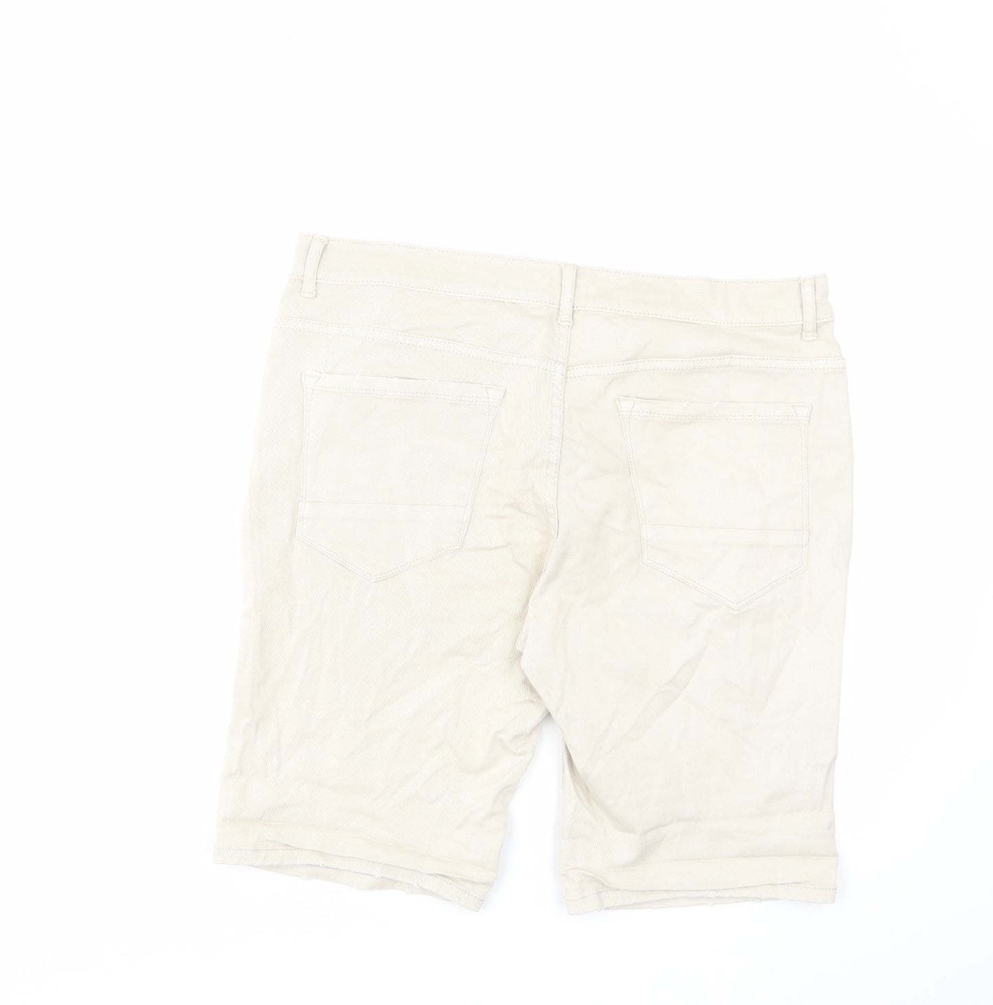 Denim & Co. Mens Beige Cotton Chino Shorts Size 34 in L12 in Regular Button