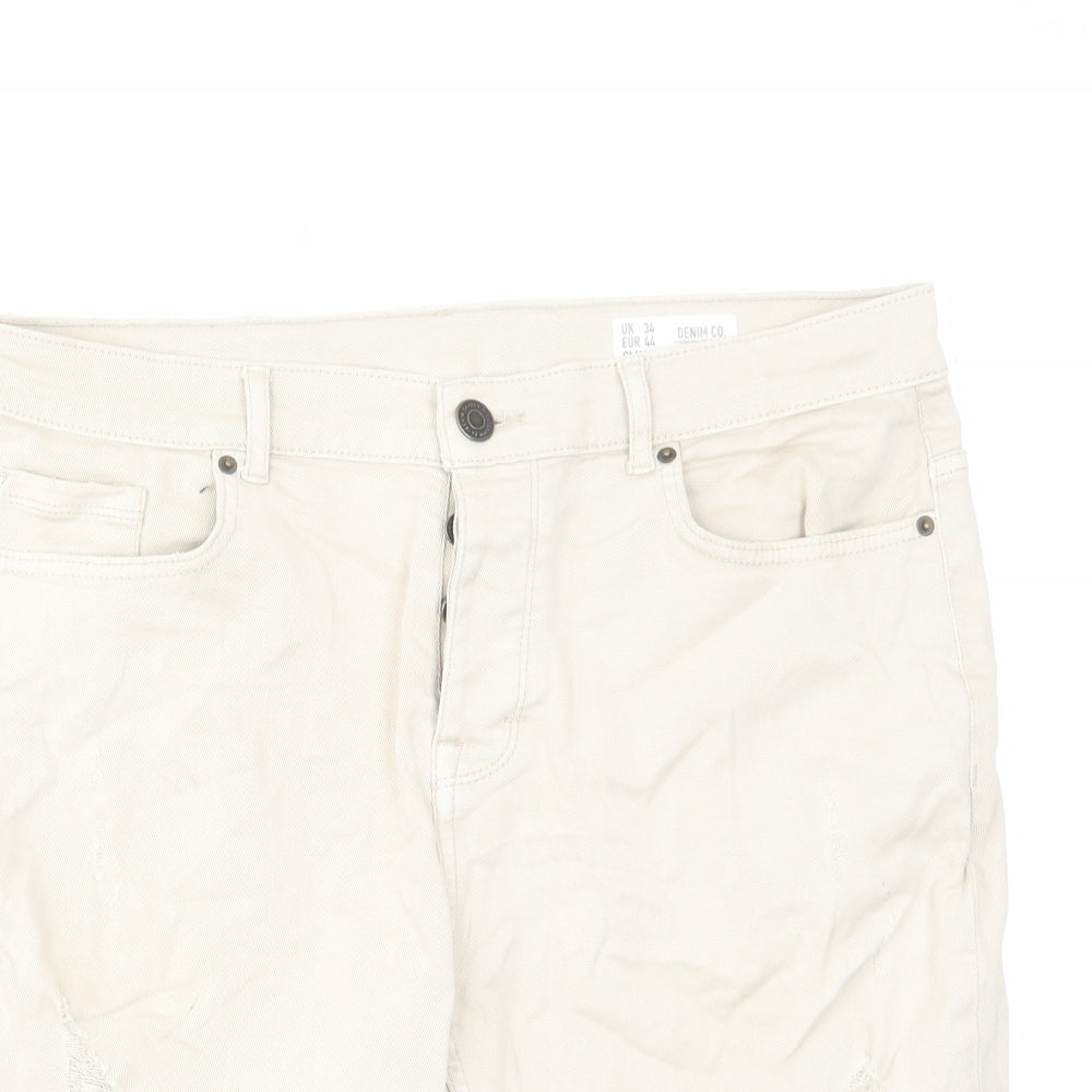 Denim & Co. Mens Beige Cotton Chino Shorts Size 34 in L12 in Regular Button