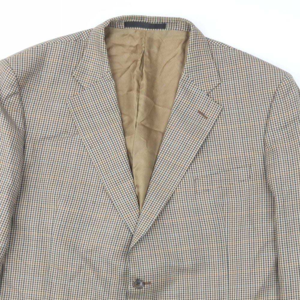 Marks and Spencer Mens Brown Geometric Wool Jacket Blazer Size 48 Regular