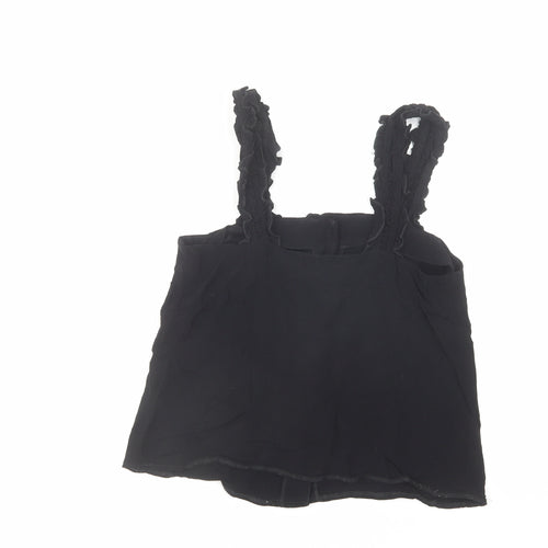 Topshop Womens Black Viscose Basic Tank Size 8 Square Neck