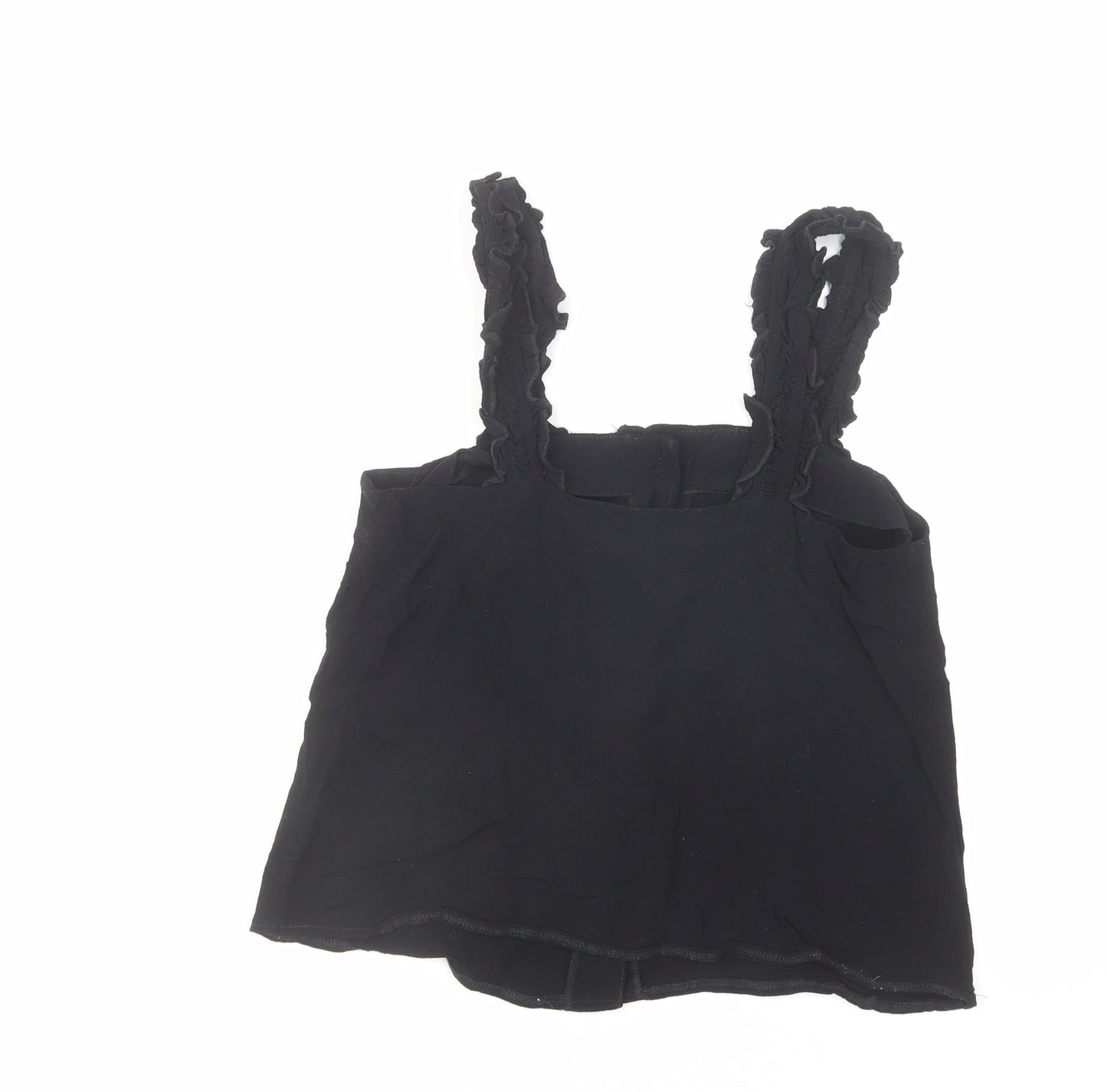 Topshop Womens Black Viscose Basic Tank Size 8 Square Neck