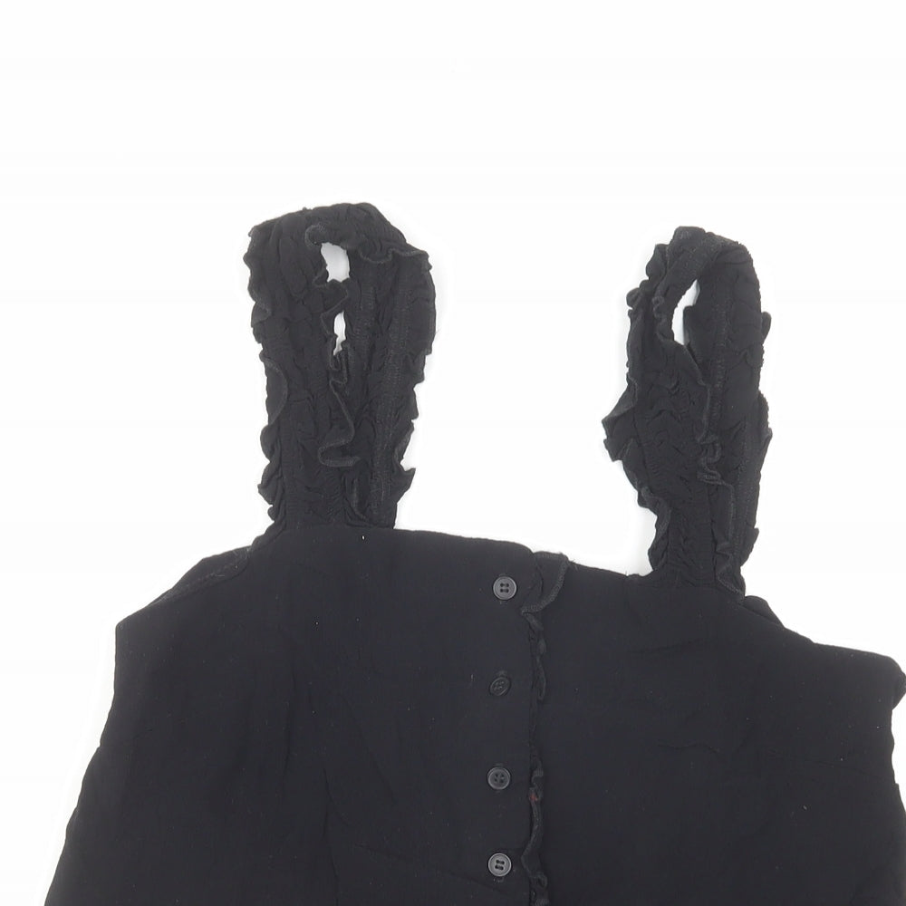 Topshop Womens Black Viscose Basic Tank Size 8 Square Neck