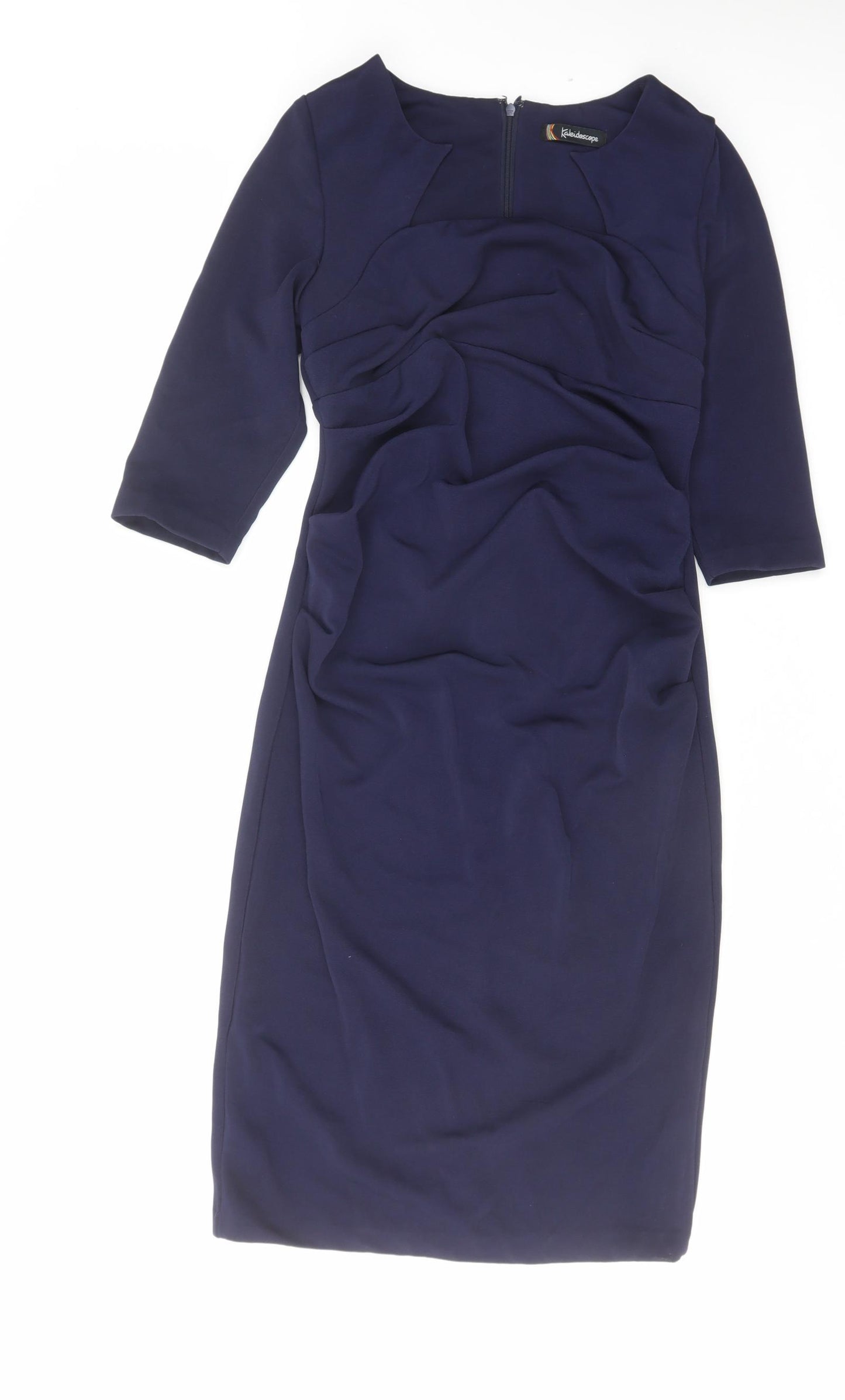 Kaleidoscope Womens Blue Polyester Shift Size 12 Square Neck Zip