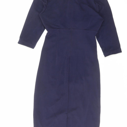 Kaleidoscope Womens Blue Polyester Shift Size 12 Square Neck Zip