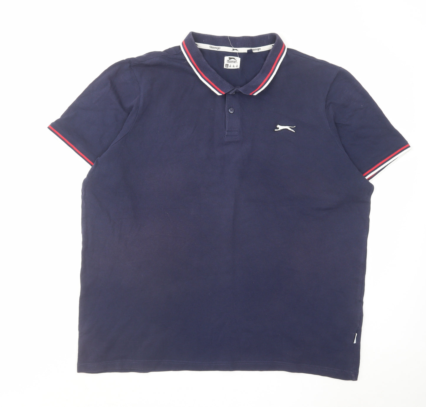 Slazenger Mens Blue Cotton Polo Size 3XL Collared Button