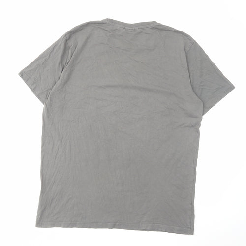 acdc Mens Grey Cotton T-Shirt Size L Round Neck