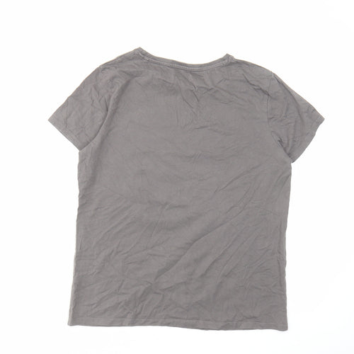 Disney Womens Grey Cotton Basic T-Shirt Size 12 Crew Neck - Mickey Mouse