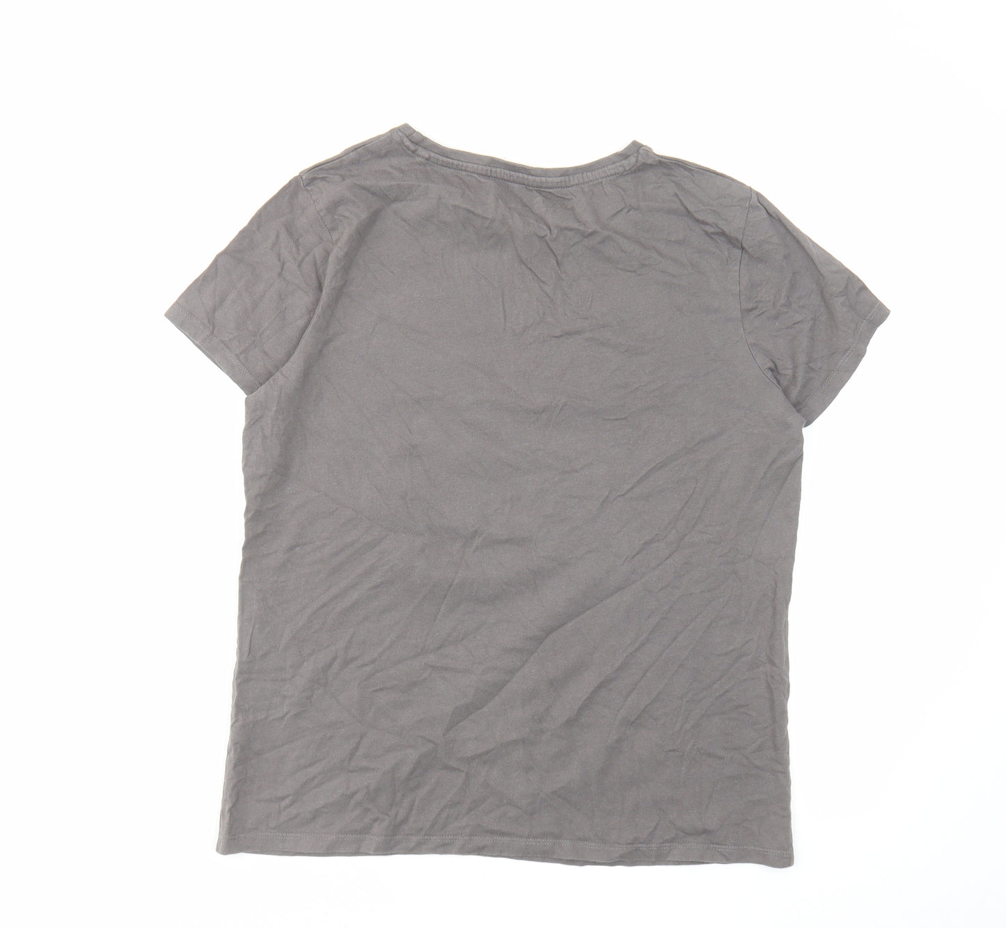 Disney Womens Grey Cotton Basic T-Shirt Size 12 Crew Neck - Mickey Mouse