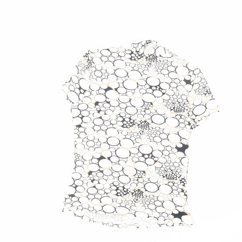 M&Co Womens White Geometric Cotton Basic Blouse Size 12 V-Neck
