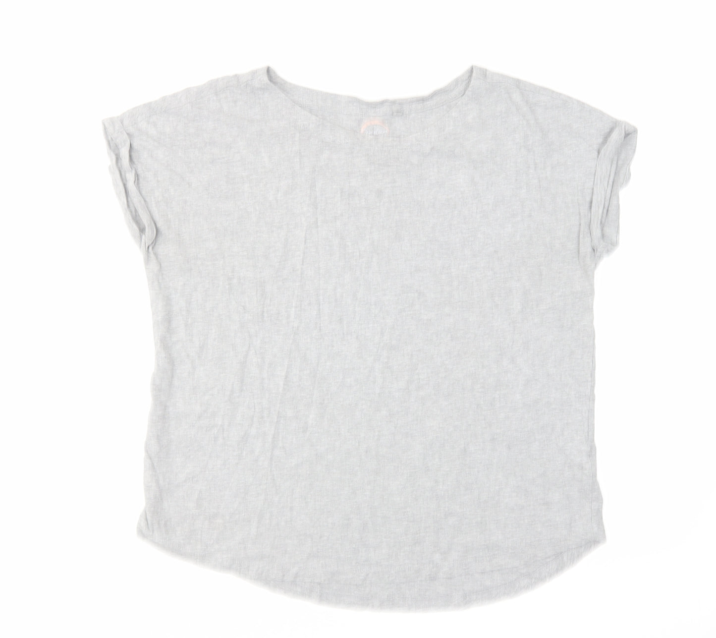 NEXT Womens Grey Cotton Basic T-Shirt Size 14 Boat Neck