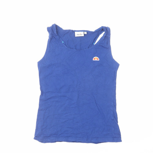 ellesse Womens Blue Cotton Basic Tank Size 10 Boat Neck