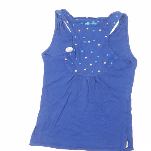 ellesse Womens Blue Cotton Basic Tank Size 10 Boat Neck