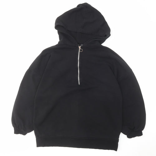 Zara Womens Black Cotton Pullover Hoodie Size S Zip