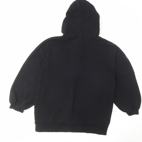 Zara Womens Black Cotton Pullover Hoodie Size S Zip