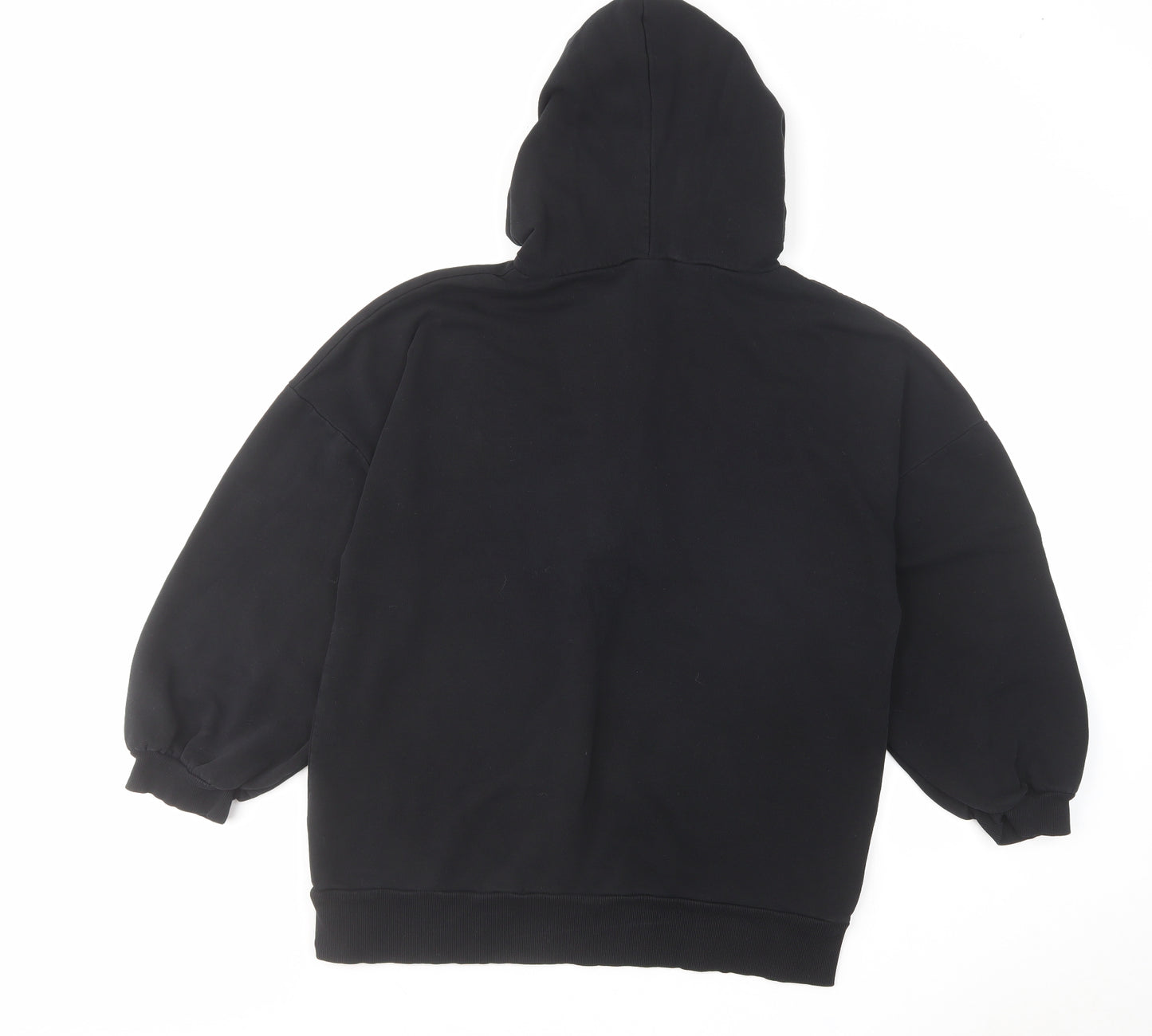 Zara Womens Black Cotton Pullover Hoodie Size S Zip