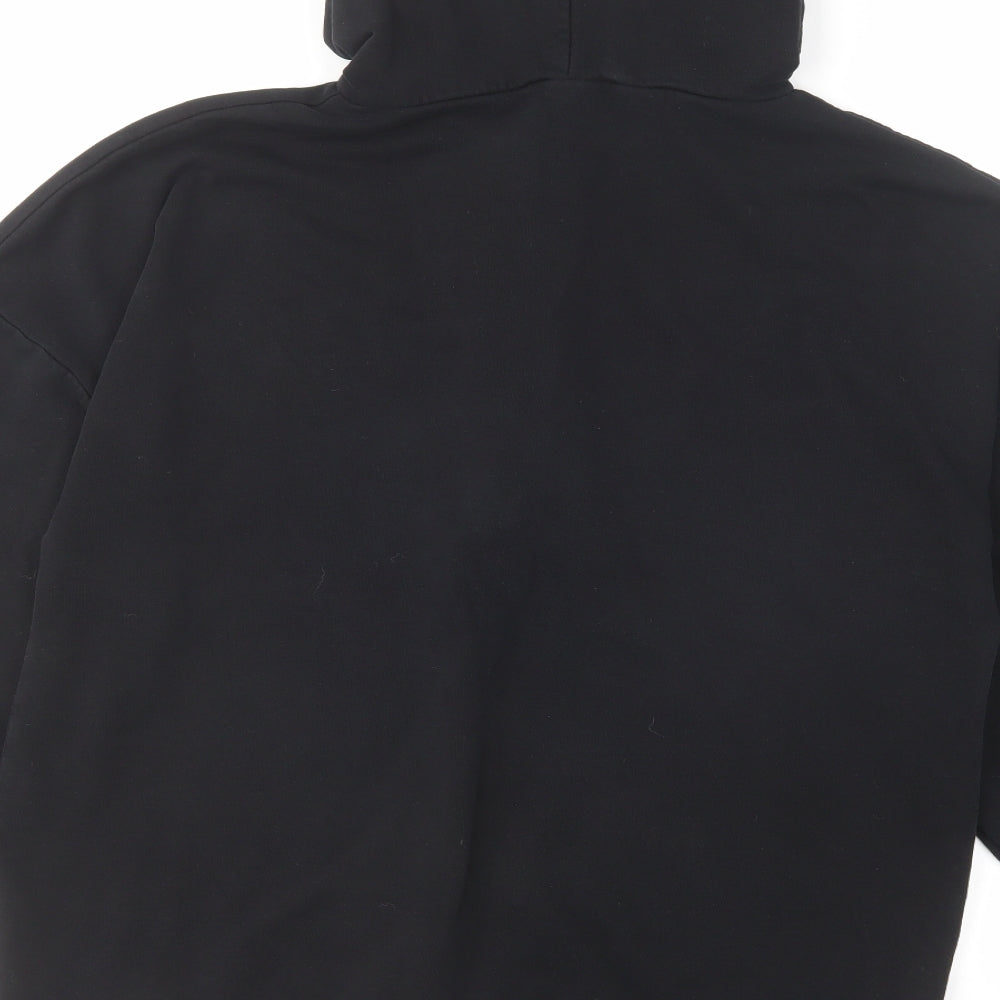 Zara Womens Black Cotton Pullover Hoodie Size S Zip