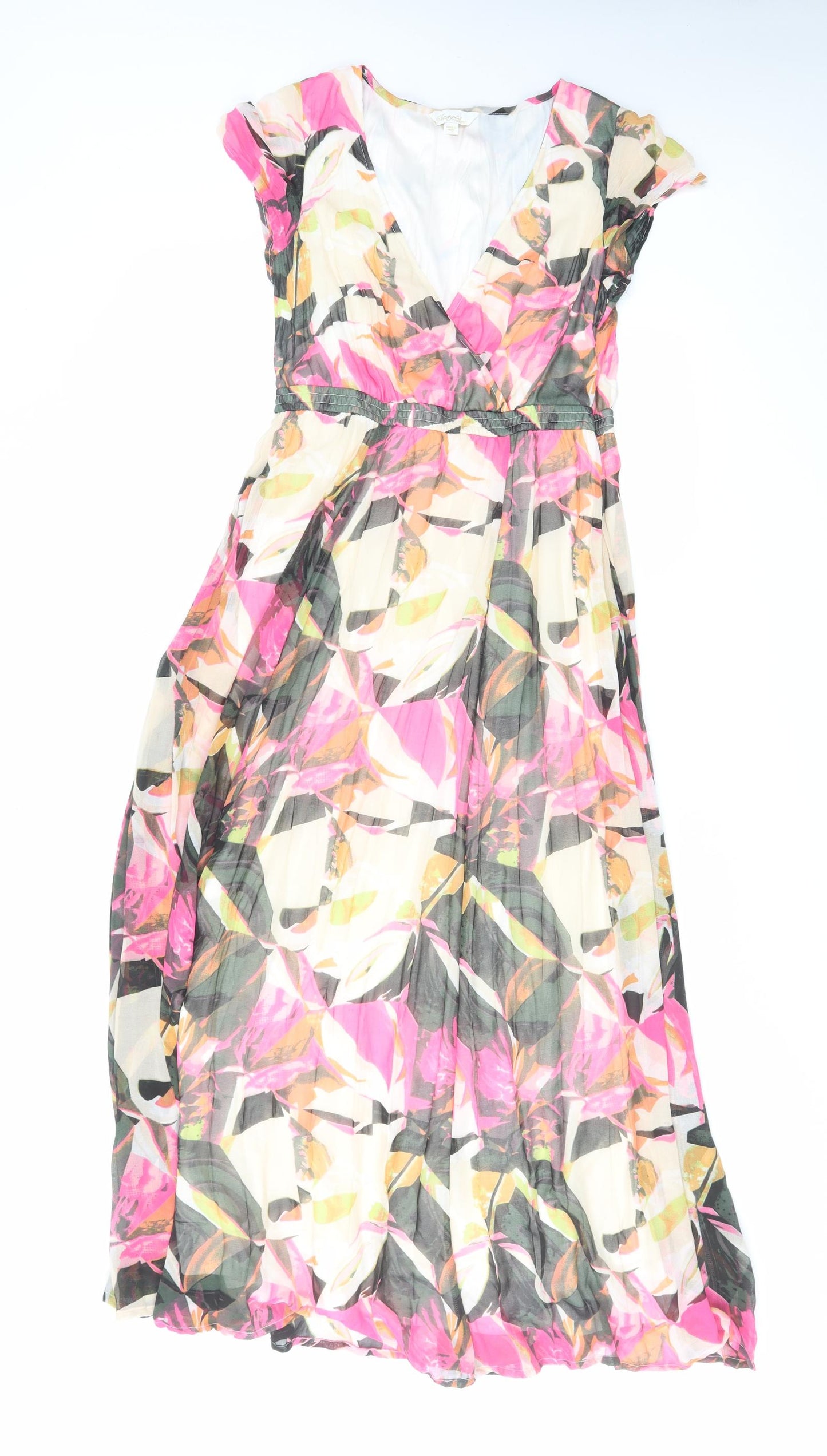 Changes By Together Womens Multicoloured Geometric Polyester Maxi Size 14 V-Neck Pullover