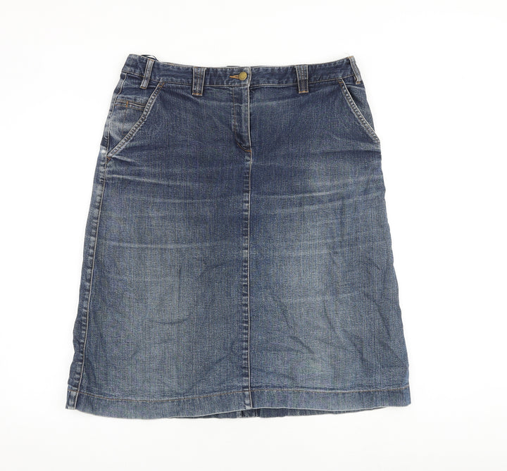 Artigiano Womens Blue Cotton A-Line Skirt Size 36 in Zip