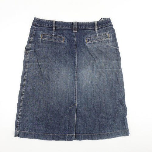 Artigiano Womens Blue Cotton A-Line Skirt Size 36 in Zip