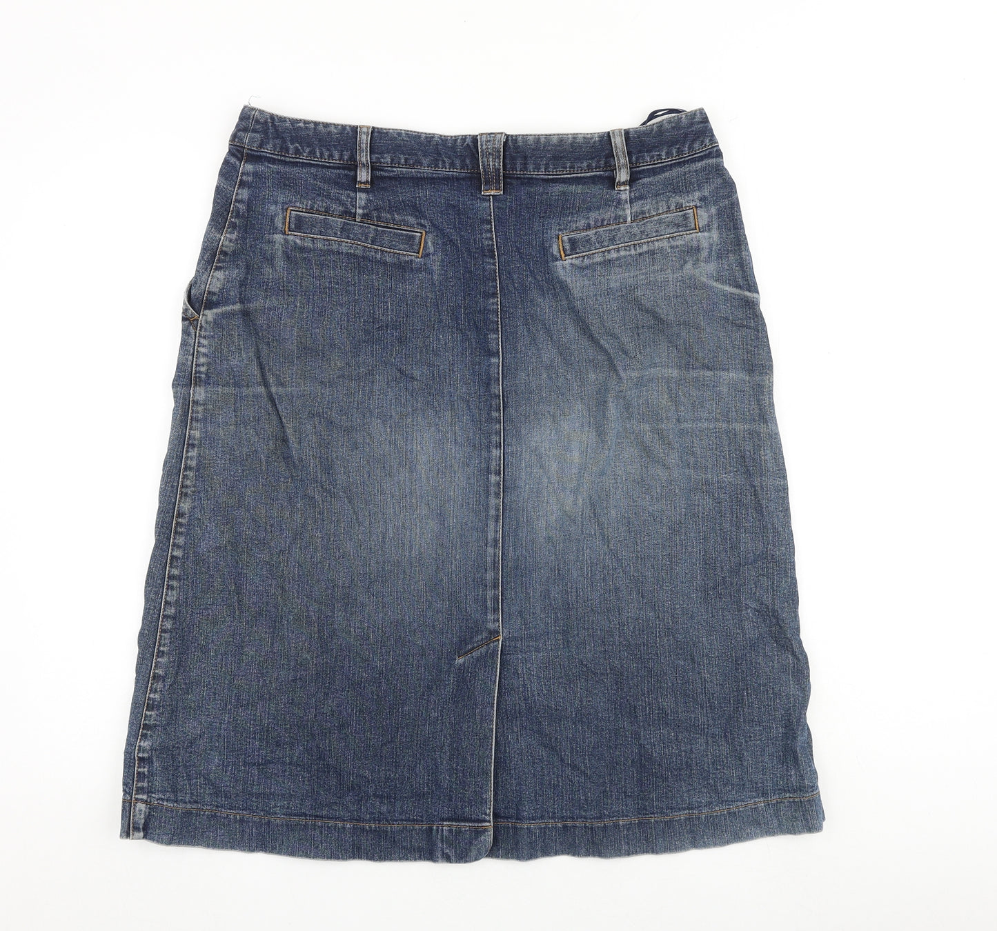 Artigiano Womens Blue Cotton A-Line Skirt Size 36 in Zip