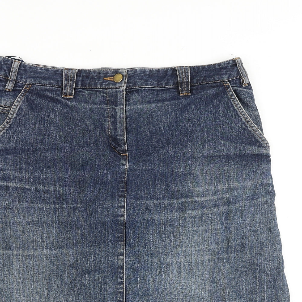 Artigiano Womens Blue Cotton A-Line Skirt Size 36 in Zip