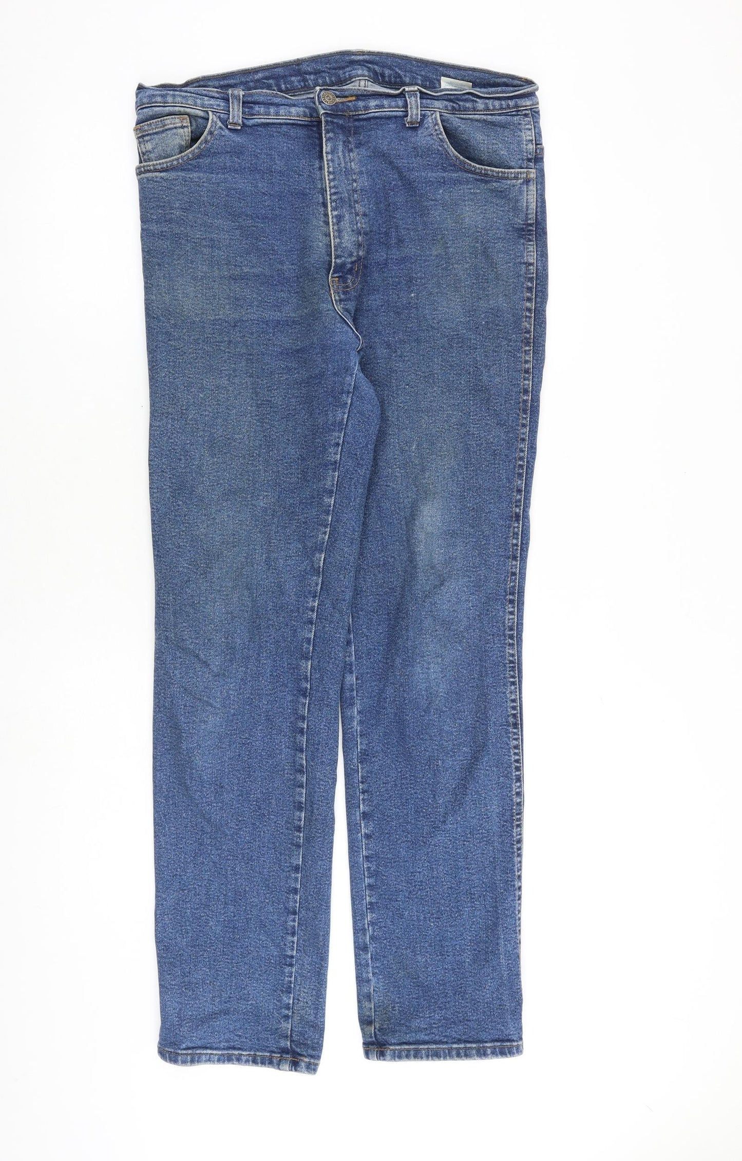 Sterling Jeans Mens Blue Cotton Straight Jeans Size 38 in L30 in Regular Zip