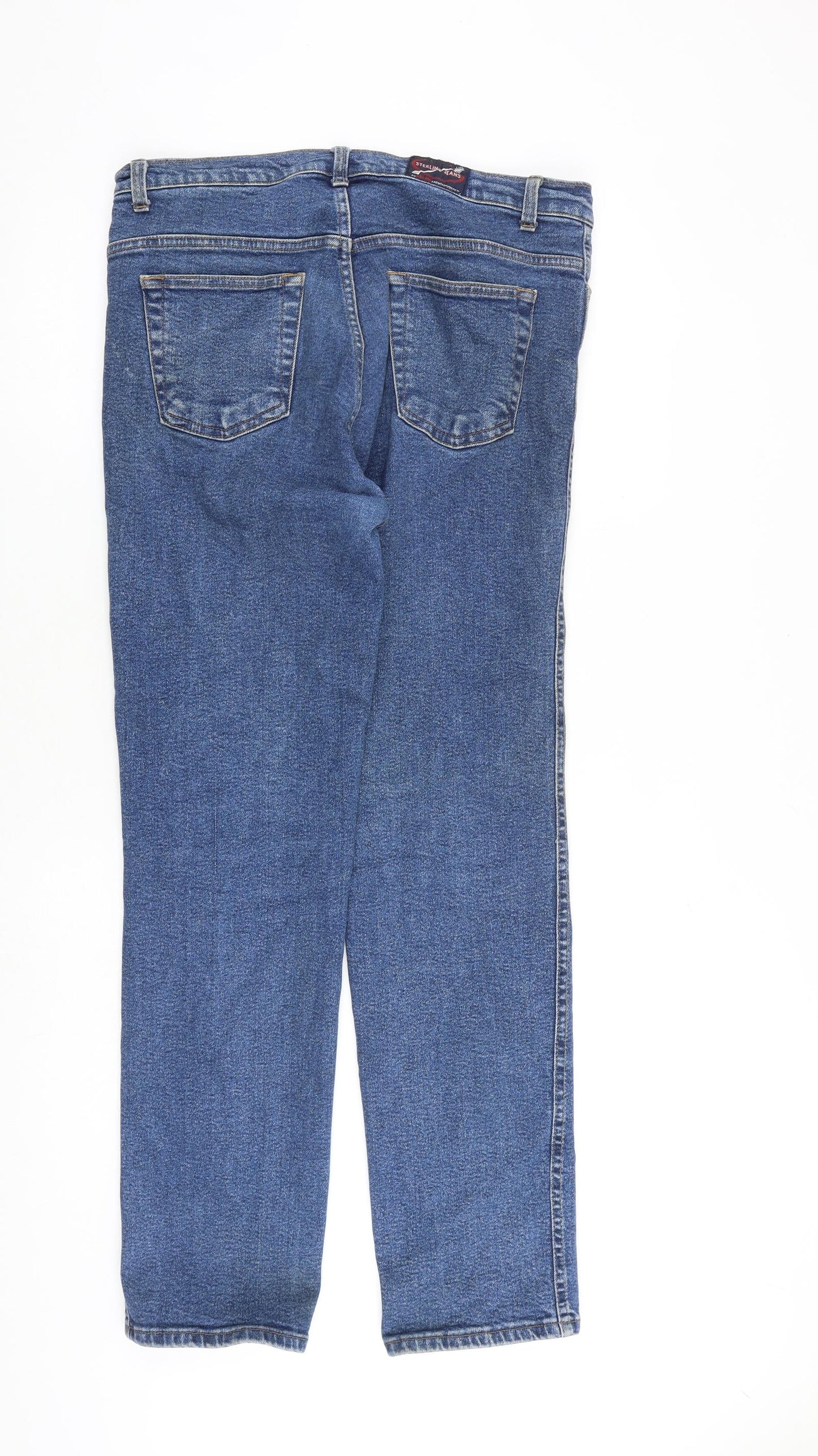 Sterling Jeans Mens Blue Cotton Straight Jeans Size 38 in L30 in Regular Zip