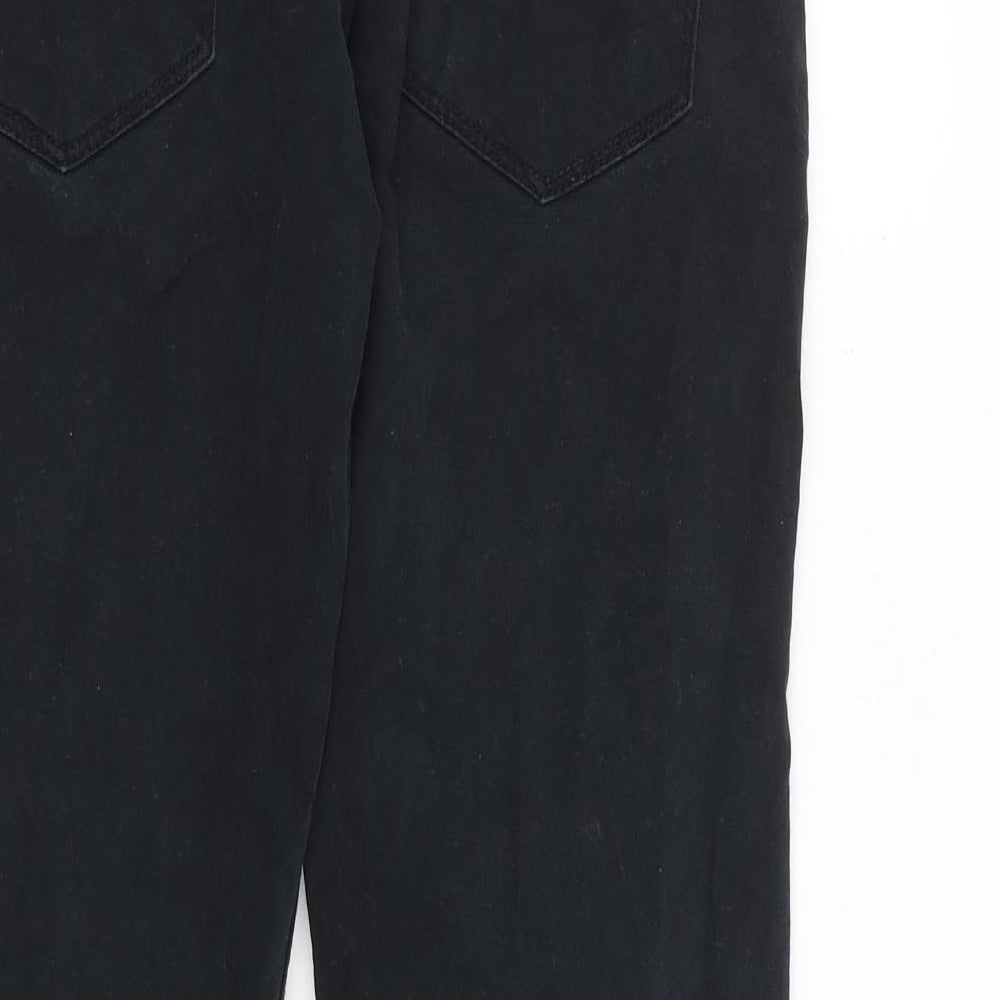 J & Tuft Mens Black Cotton Trousers Size 30 in L31 in Regular Zip
