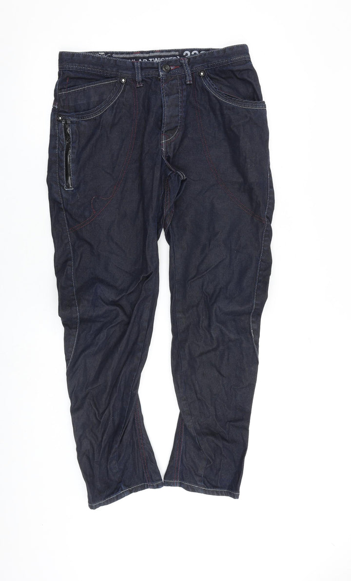 NEXT Mens Blue Cotton Tapered Jeans Size 32 in L28 in Regular Zip