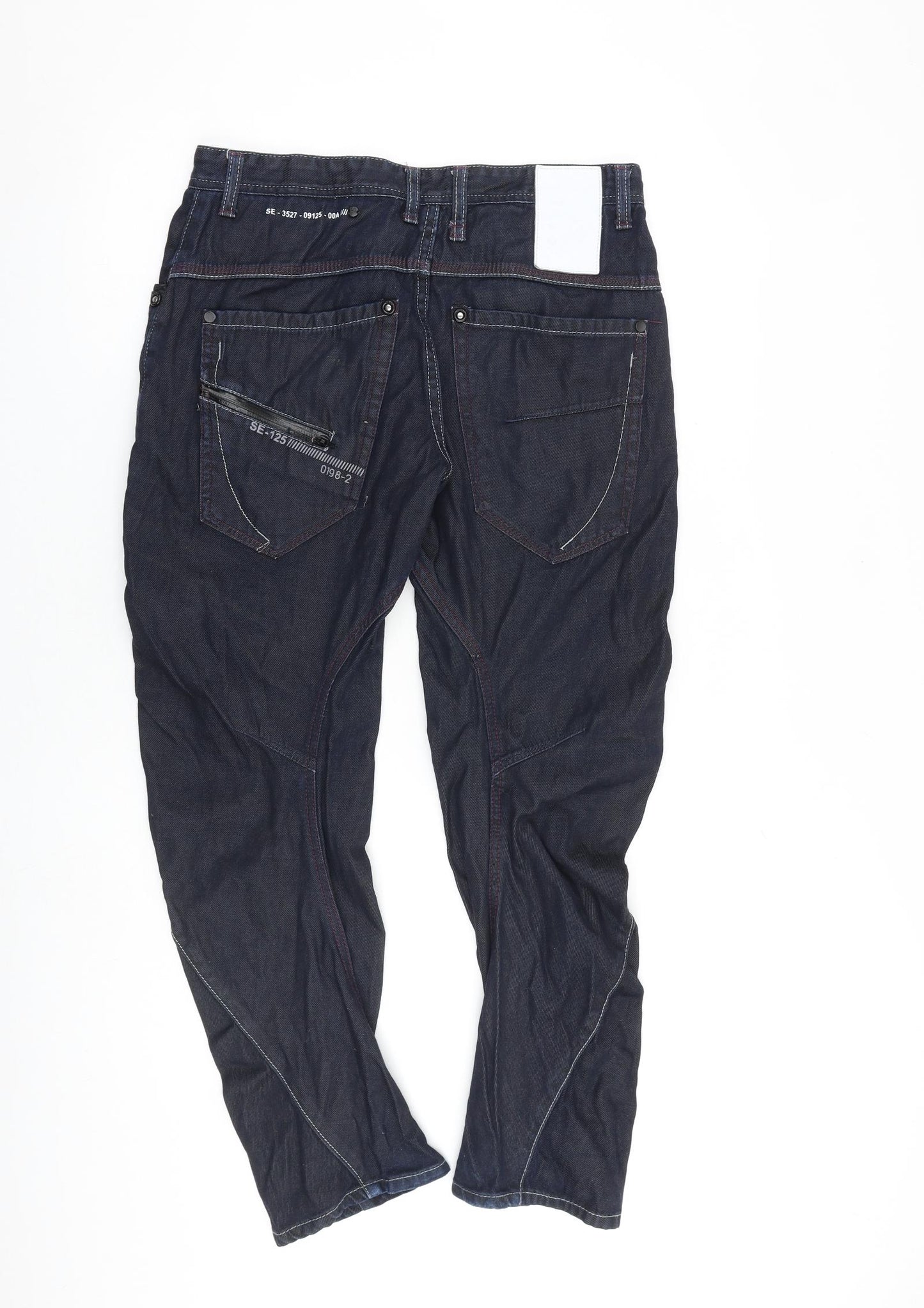 NEXT Mens Blue Cotton Tapered Jeans Size 32 in L28 in Regular Zip