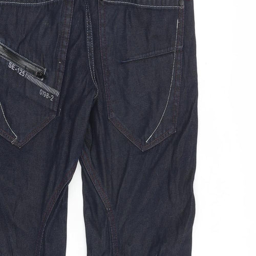 NEXT Mens Blue Cotton Tapered Jeans Size 32 in L28 in Regular Zip