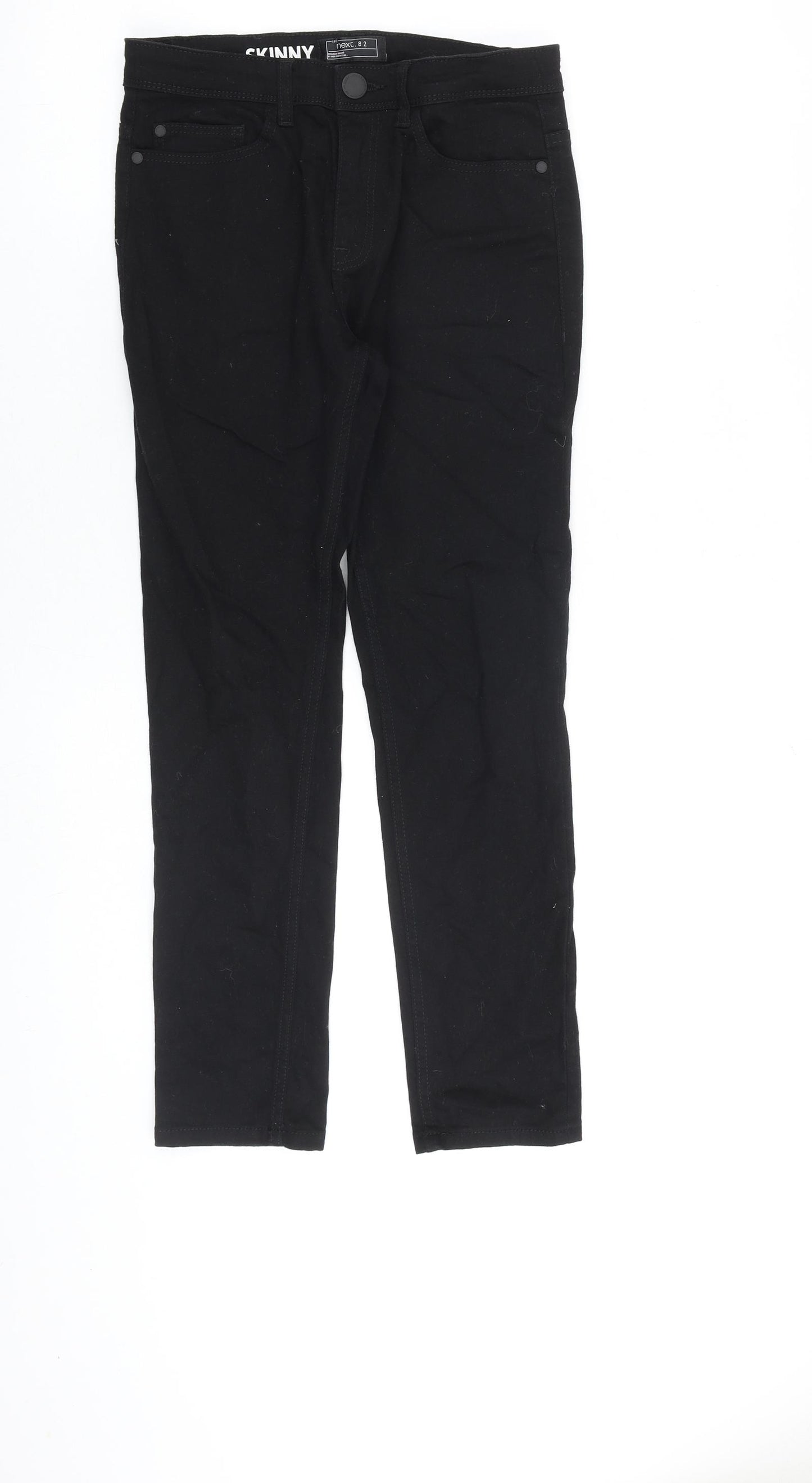NEXT Boys Black Cotton Skinny Jeans Size 12 Years L26 in Regular Zip