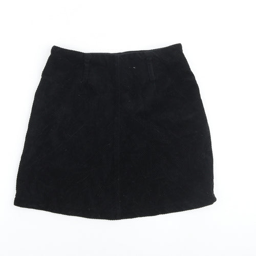 Denim & Co. Womens Black Cotton Mini Skirt Size 10 Zip