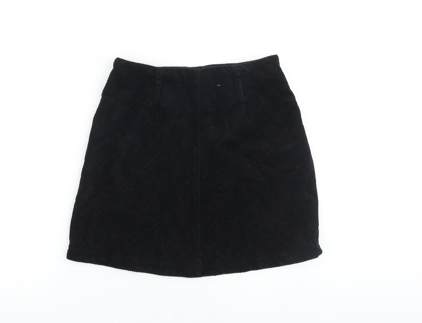 Denim & Co. Womens Black Cotton Mini Skirt Size 10 Zip