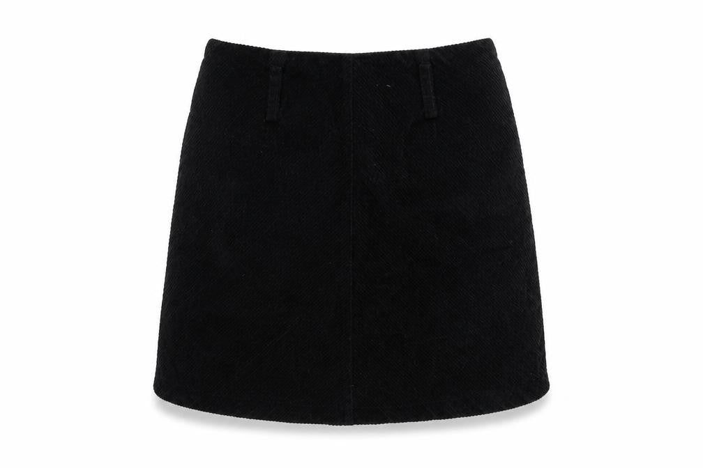 Denim & Co. Womens Black Cotton Mini Skirt Size 10 Zip
