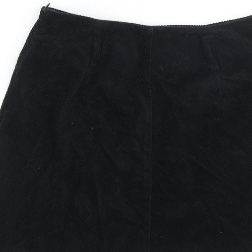 Denim & Co. Womens Black Cotton Mini Skirt Size 10 Zip