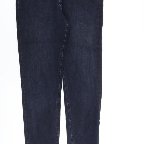 Marks and Spencer Womens Blue Cotton Skinny Jeans Size 8 L31 in Slim Zip