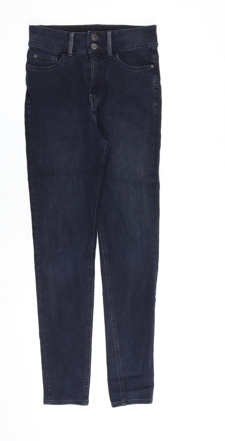 Marks and Spencer Womens Blue Cotton Skinny Jeans Size 8 L31 in Slim Zip